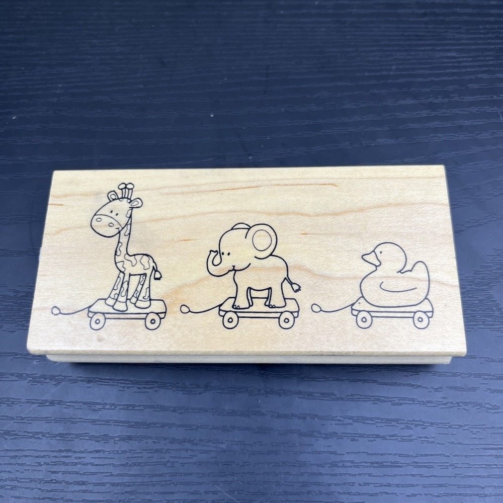 Great Impressions Baby Animal Parade Stamp Giraffe Elephant Duck Rubber Stamp